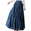 Spódnice 2022 Jesień Vintage Dżnowie Spódnica Kobiety Wysoka Talia Duża Huśtawka Długość kostki