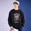 ExtFine Winter Men Biker Bear Sweatshirt Oversized Print Sweatshirts Baggy Hoodies Korea Kpop Hiphop