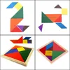 Intelligens Learning Education Toys Giftswooden Tangram Hand Made Brain Teaser Puzzle Education Development Barn Children Wood Toy