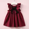 2021 Princess Bow Baby Girl Dress Sommar Bröllop Födelsedagsfest Kids Klänningar för Tjejer Barnens kostym Tonåring Prom Designs Q0716