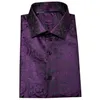 Barry.Wang Purple Paisley Floral Seda Camisas Hombres Otoño Manga larga Casual Camisa de flores para hombres Diseñador Fit Camisa de vestir BCY-09 210708