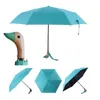 Paraplyer Trä Duck Head Handle Paraply UV 50+ Skugga Regn eller Shine Folding Animal Travel Aldrig våt bärbar roman