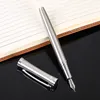 Stainless Steel Silver Replica Luxuriating Fountain Pen Ink Fillable Fine Nibs Student Engrave logo Calligraphy Pens