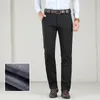 Big Size 40 42 Winter Men Warm Casual Pants Business Fashion Classic Style Thicken Stretch Trousers Male Brand Gray Khaki 220212