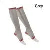 Chaussettes de compression hommes femmes soutiennent les chaussettes à glissière de genoue femelle ouverte ouverte mince antifatigue extensible Sox High Unisex7259747
