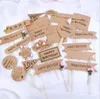 Cupcake Toppers Kraft Paper Party Supplies Vintage Love Heart Letters Picks Food Flags Snacks Sticks for Christmas Wedding Bridal Shower DIY Decoration