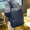 Factory whole brand men bag hand woven leather backpack trend thicken leathers man handbags college wind casual wovens Backpac208f
