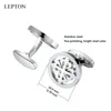 Lepton argent couleur croisés bouton de manchette en acier inoxydable rond boutons de manchette pour hommes cadeau mariage marié affaires boutons de manchette Gemelos