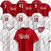 Özel 19 Joey Votto Jersey 11 Barry Larkin Johnny Benç 14 Pete Gül 17 Chris Sabo Tony Perez Raisel Iglesias 100% Dikişli Boyut S-3XL