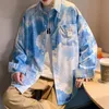Men's Casual Shirts Spring Cloud Shirt Fashion Printed Men Streetwear Korean Loose Long Sleeve Mens Dress M-5XL