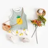 0-4t Newborn Kid Baby Boys Girls Clothes Set Summer Sleeveless Tank Top and Shorts Set Cute Sweet Beach Cotton Baby Clothing Set G1023