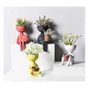 Art Portrait Sculpture Vase Creative Succulents Plant Pot Garden Storage Flower Pot Abstract Character Pot Micro Landscape Decor 210922