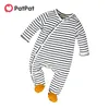 Ankomst Höst och Vinter Varm Söt Baby Striped Jumpsuit Kläder 210528