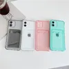 Transparante 8 kleuren Telefoon gevallen met kaartsleuf voor iPhone 13 12 Mini 11 PRO MAX X XS XR 6 7 8 6S PLUS