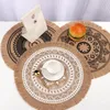 Maty podkładki tkane bawełna i pościel jadalnia stół podkładka izolacja rekwizyty domowe dekoracja poduszka filiżanka kawy mata