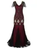 Qualité Plus taille Femmes 1920S Vintage Long Robe de bal Sirène Sirène de la fête Gatsby Party Gatsby With Sleeve3231889