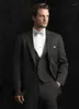 Мужские трексуиты классические темные серые мужчины куртка Blazer 3 кусок костюм костюм умоляет отворот жениха смокинг отличный свадьба смокинг (куртка + брюки + галстук + жилет) 2