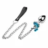 Metal Anal Butt Plug with Chain Whip Bondage Stopper Anus Dildo Women