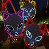 Accessori per costumi Maschera per feste al neon EL incandescente Maschera LED per Halloween Maschera per feste Cosplay spaventosa Maschere luminose Masquerad Glow In The Dark