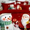 3pcs Set di biancheria da letto di Natale Fiocchi di neve Albero di Natale Babbo Natale Pupazzo di neve Set di biancheria da letto Copripiumino Set di lenzuolo morbido Decorazione 211007