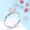 Veryins Twist Band Gra Certifikat 100% Sterling Silver S925 Moissanite Engagement Ring för Kvinnor Bröllopsjubileum