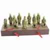 9pcs/set Chinese Army Terracotta Figurine Qin Dynasty Sculpture Home Decoration Clay Crafts with Gift Box 211108