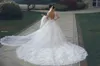 2021 Luxury Princess Ball Gown Wedding Dresses vestido de noiva de renda 3D Floral Lace Applique Royal Train Bridal Gowns Arabic Backless