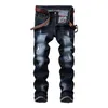 Мужские джинсы джинсовые прямые изношенные европейские и американские классические длинные брюки моды 220308