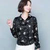 Korean Silk Blouses Women Satin Long Sleeve Blouse Shirts Tops Plus Size 5XL Woman Print Blusas Femininas Elegante 210531