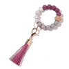 Festives Tassels Bois Perles Keychain Perles Silicone Bracelet Préparez-vous Cuir Porte-clés Porte-bracelet Grade Grade T2I52991