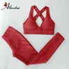 Athvotar 2/3 Stks Yoga Set Fitness Gym Past Hoge Taille Leggings Shorts Push Up Bra Sports Anti Cellulite Clotihing 210802