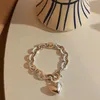 Silver Thick Chain Bracelet Summer New Trend Punk Vintage Charm Sweet LOVE Heart Tassel Party Jewelry Gifts