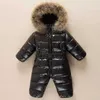 Russian Winter Duck Down Jacket Boy Children Thick Ski Suit Girl Jumpsuit Baby Snowsuit Kids Overalls Infant waterproof Coat 211222