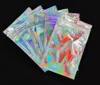 100 pcs sacs refermables anti-odeurs sac de poche en aluminium sac d'emballage de couleur laser plat pour le stockage des aliments de faveur de fête couleur holographique