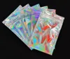 100 stks hersluitbare geurbestendige tassen folie pouch tas platte laser kleur verpakking tas voor party gunst voedsel opslag holografische kleur