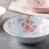 Dishes & Plates Sakura Series Ceramic Flat Plate Japanese Underglaze Tableware Embossed And Bowls Dinner Set