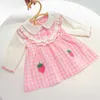 2021 Jesień Niemowlę Baby Girls Dress Na 1 Rok Toddler Girl Odzież Długim Rękawem Plaid Princess Birthday Suknie Dziecko Odzież q0716