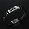 Bracelets de charme Bracelet en cuir noir Fashion Bracelet en acier en acier inoxydable en couleur argenté Chaîne de corde tresse à la main Cadeaux vintage