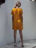 Boho Yellow Polka Dot Women Dress Casual O-Collo manica corta Summer Beach Mini abiti W9166 210526