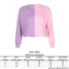 Patchwork list haftowy ponadwymiarowy różowy bluza kobiety jesienne załoga szyi purple sudaderas pullover tops 201203