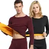 Thermal Underwear men Winter Women Long Johns sets fleece keep warm in cold weather size L to 6XL 211108