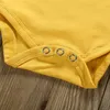 Новорожденные Детские Девушки Одежда Осень 3 шт. Установите милый желтый рюана с длинным рукавом Rompers Bodysuit Цветы Брюки малышей Младенческая одежда