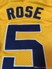 Personalizzato a buon mercato Jalen Rose # 5 Michigan Retro Basketball Yellow Stitch personalizza qualsiasi nome numerico UOMINI DONNE GIOVANI XS-5XL