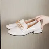 Witte loafers schoenen vrouwen lente 2022 nieuwe low-hak casual meisjes student schoenen lederen vierkante teen Koreaanse Engeland dagelijks