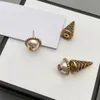 Pendientes de tuerca de helado a la moda, aretes orecchini, joyería simple retro para mujer con caja