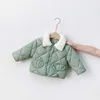 Winter Kinder Warme Baumwolle Jacken Mädchen Kleidung Kinder Babys Kaninchen Pelz Kragen Mäntel Koreanische Mädchen Jungen Outer 211023