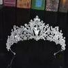 Muhteşem Prenses Büyük Düğün Taçları Gelin Mücevher Başlıkları Kadınlar İçin Tiaras Gümüş Metal Kristal Rhinestone Saç Kafa Bantları