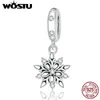 WOSTU Snowflake Charm 925 Sterling Silver Zirconia Beads Pendant Fit Original Bracelet DIY Necklace Winter Jewelry For Women Q0531