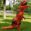 뜨거운 T-Rex 풍선 공룡 의상 슈트 디노 소년 애니메이션 코스프레 카니발 할로윈 파티 의상 성인 어린이 Q0910