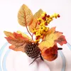 Ronds de serviette automne récolte érable citrouille anneau Kit porte-serviette boucle fête de mariage dîner bouton Service de Table